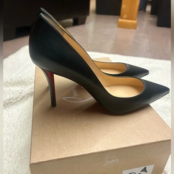 NWT Christian Louboutin Black Apostrophy Nappa Leather 85MM Pumps Size 40 - Picture 4 of 13